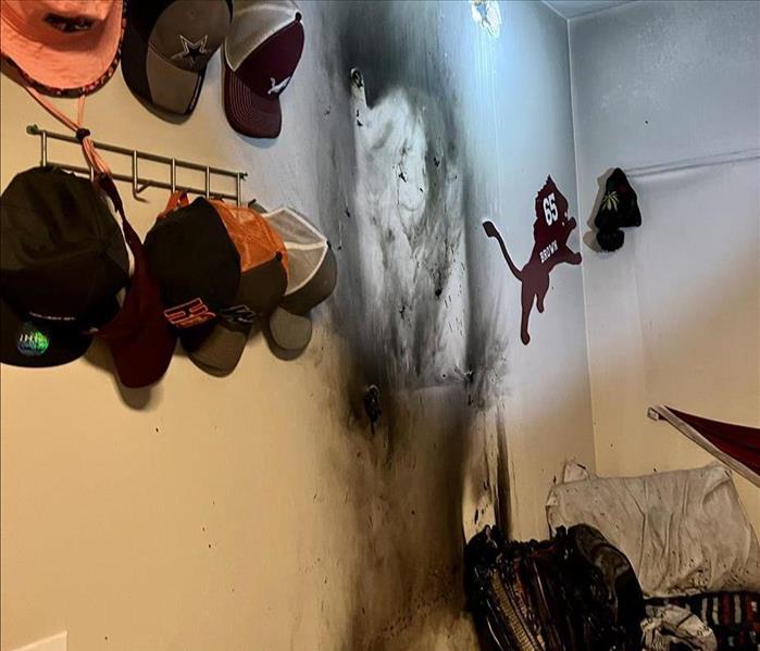 room with fire damage