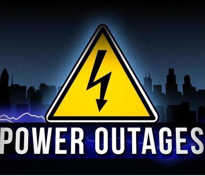 A graphic with the words Power Outage under a danger symbol.